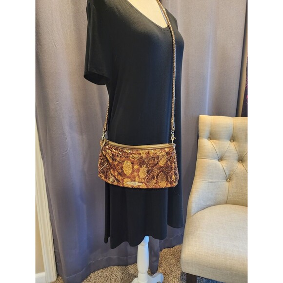 Elliot Lucca Bronze Gold Sequin Crossbody Purse - Date Night, Cocktail Hour - Picture 2 of 4